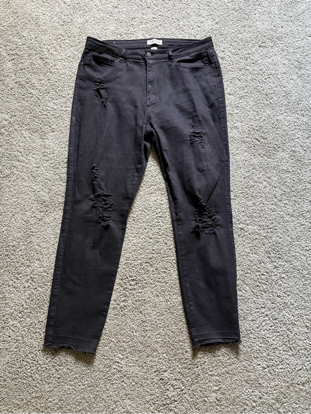 Judy Blue Black Distressed Gray Ripped Denim Skinny Jeans JB-8548 Size 1XL